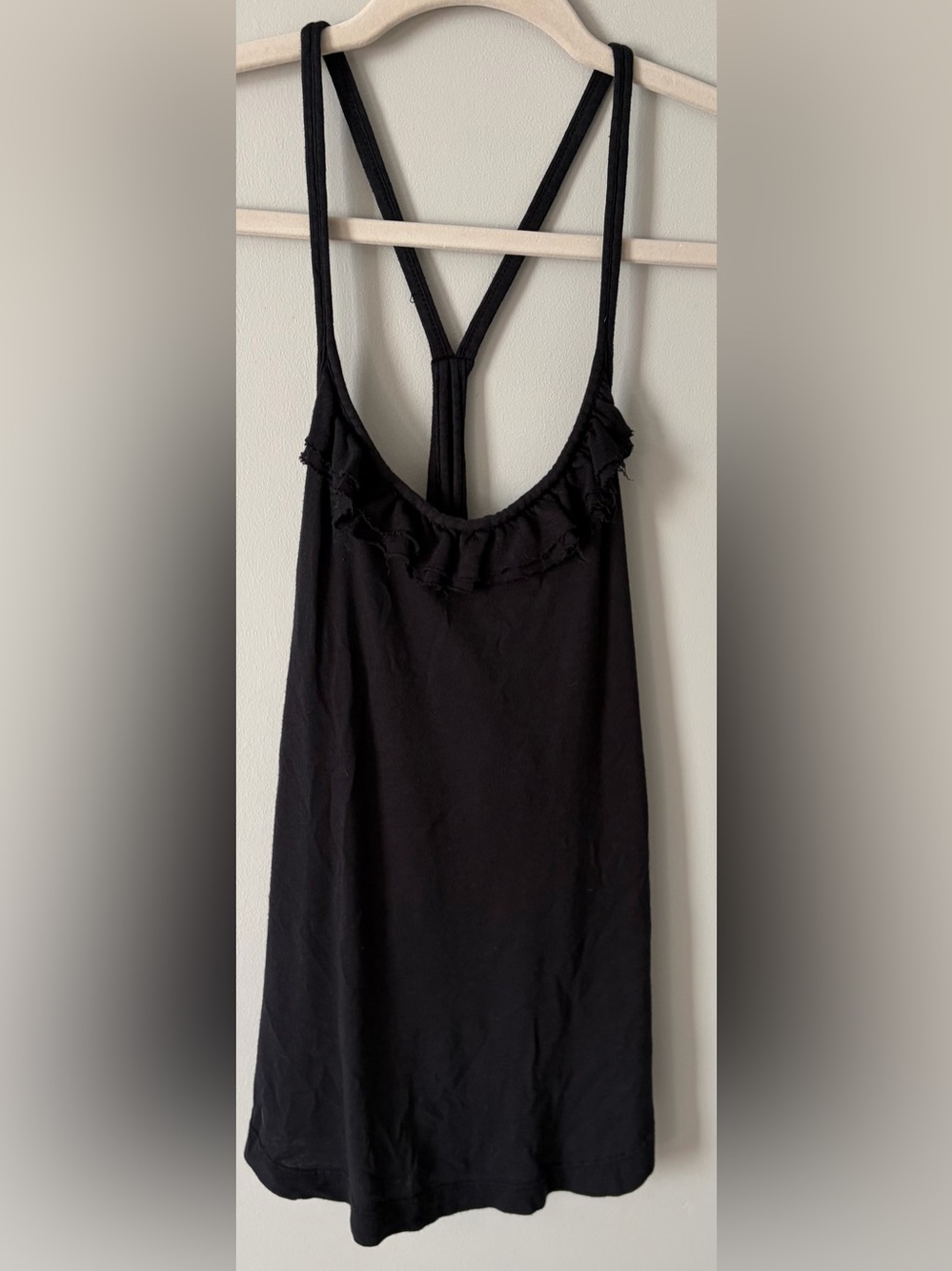 Splendid Black Ruffle Racerback Tank